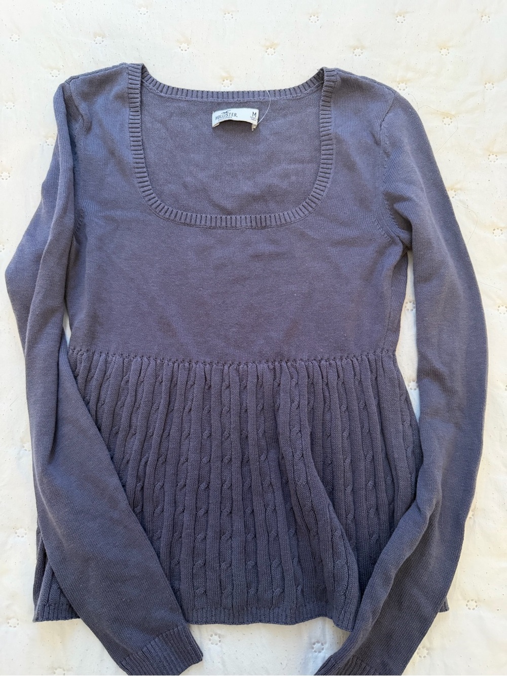 Y2K Hollister Charcoal Gray Square-Neck Knit Top